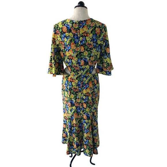 Les Reveries Womens Dress Size 10 Multicolor Flutter Sleeve Wrap Floral New - Picture 2 of 9